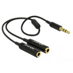 Delock cable audio splitter stereo jack male 3.5mm > 2x stereo jack female splitterkabel (zwart)