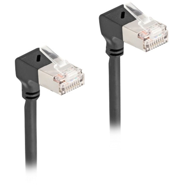 Delock rj45 network cable cat.6a s ftp slim 90° downwards downwards angled 1 m kabel (zwart)