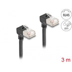 Delock rj45 network cable cat.6a s ftp slim 90° downwards downwards angled 3 m kabel (zwart)