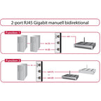 Delock switch rj45 10 100 1000 mbps 2 port (grijs zwart)