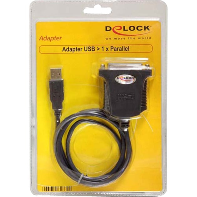 Delock usb 1.1 op parallel kabel (zwart, 0,8 meter)