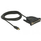 Delock usb-c 2.0 male > 1 x parallel db25 female kabel (zwart, 1,8 meter )