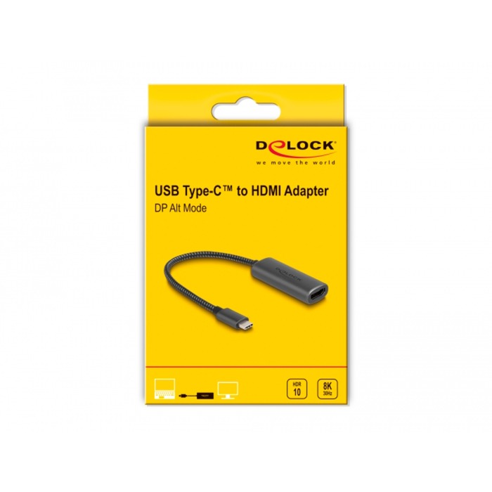 Delock usb-c (male) > hdmi (female) (dp alt mode) adapter (grijs, 0,2 meter)