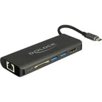Delock usb type-c 3.1 docking station hdmi 4k 30 hz, gigabit lan en usb pd functie (antraciet, hdmi, usb-c, usb-a, sd-kaartlezer)