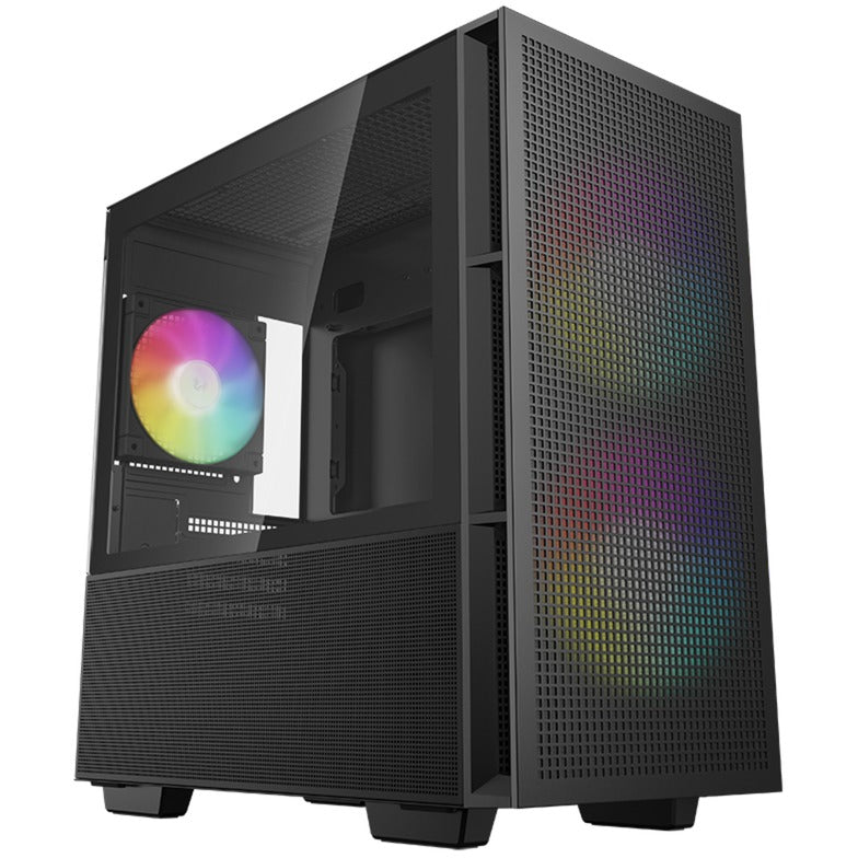 Deepcool ch360 mini tower behuizing (zwart | 1x usb-a | 1x usb-c | rgb | tempered glass)