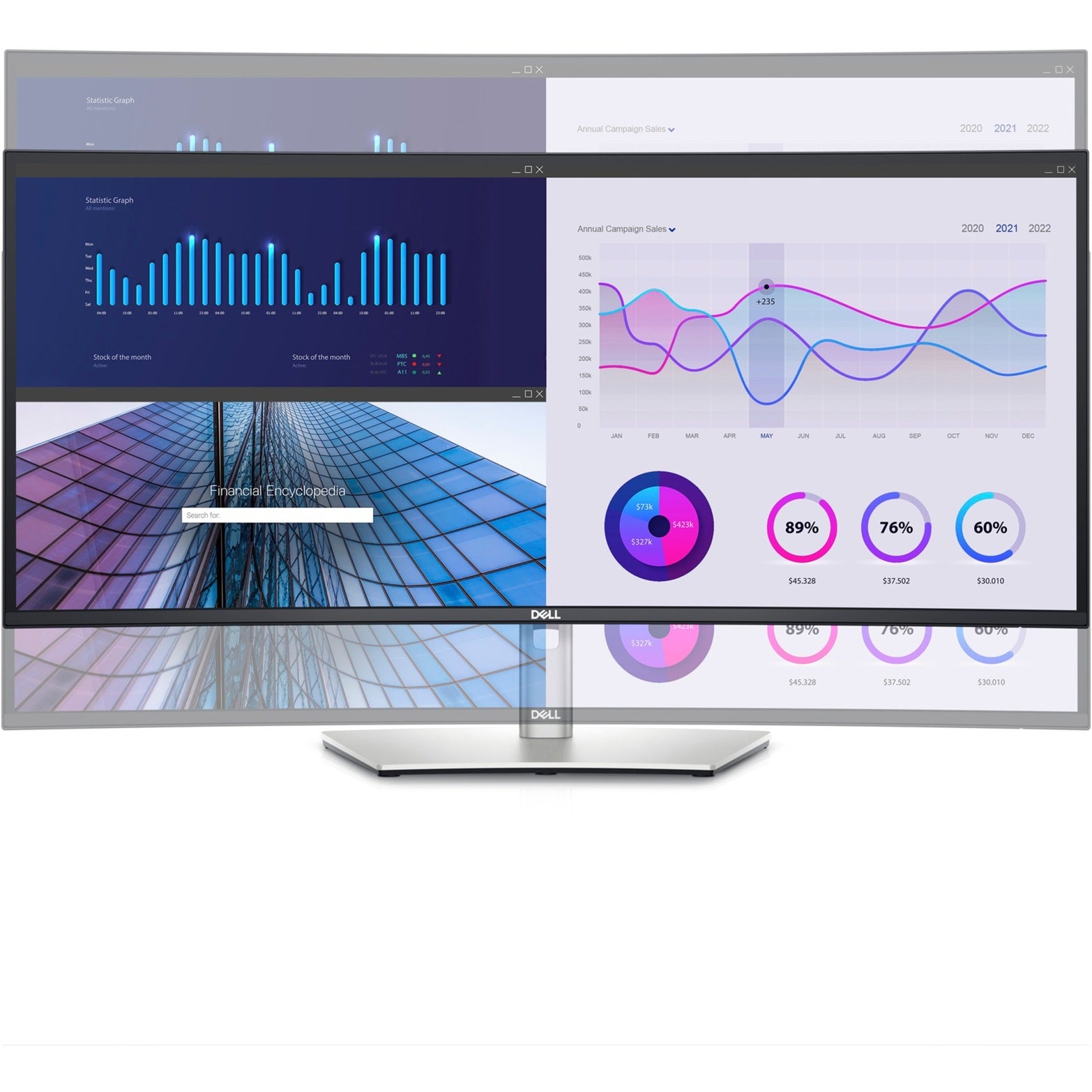 Dell u3423we 34 curved ultrawide monitor (zilver zwart, 2x hdmi, displayport, usb-a 3.2, usb-c 3.2)