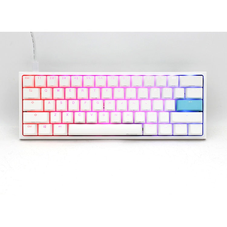 Ducky one 2 pro mini white classic, gaming toetsenbord (wit, us lay-out, cherry mx brown, rgb led, double-shot pbt, quack mechanics, 60%)