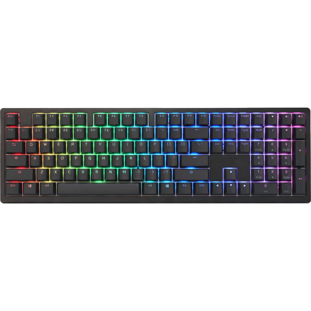 Ducky zero 6108 classic black, gaming toetsenbord (zwart wit, us lay-out, cherry mx2a blue, rgb leds, double-shot pbt, hot swap, 2.4ghz | bluetooth | usb-c)