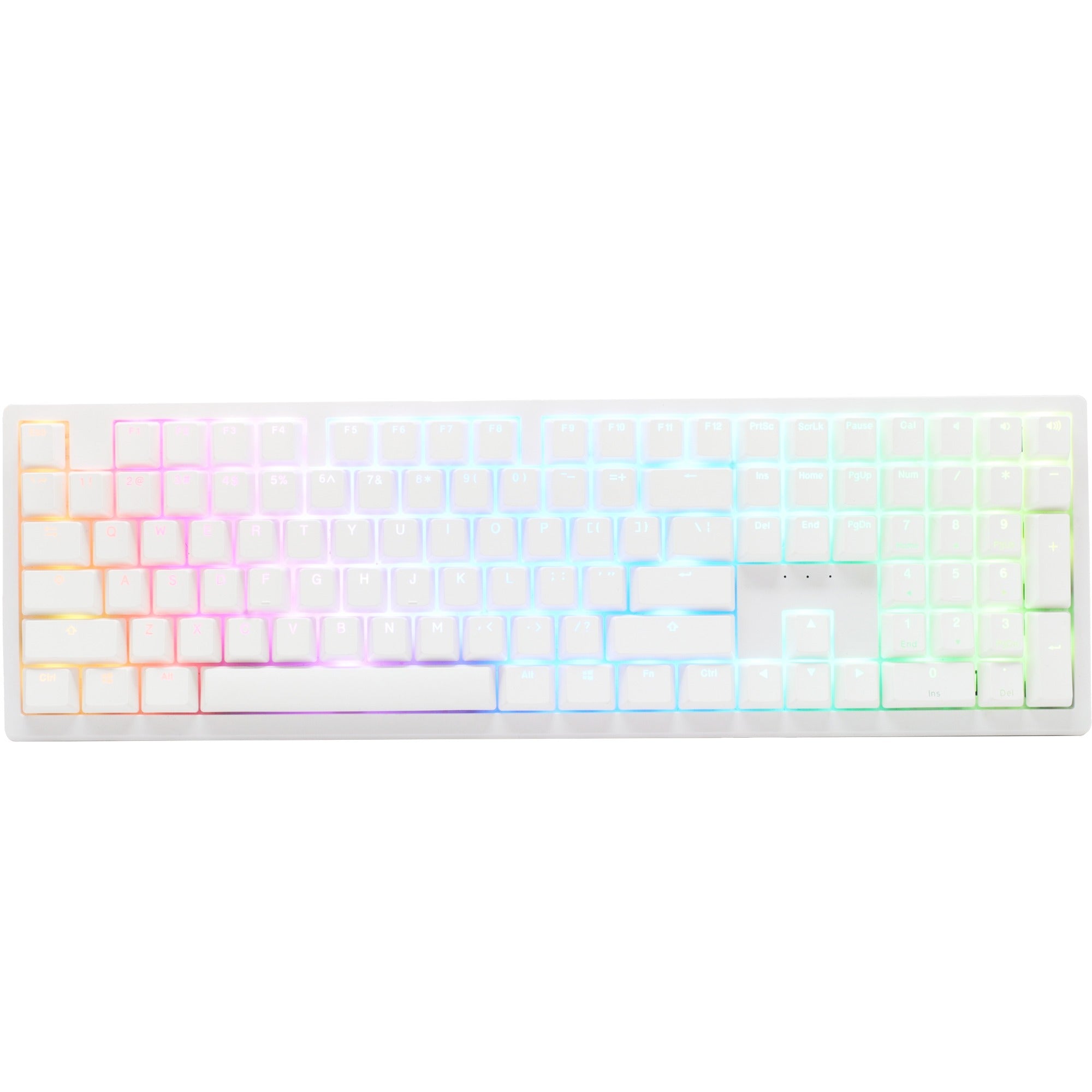 Ducky zero 6108 pure white, gaming toetsenbord (wit, us lay-out, cherry mx2a red, rgb leds, double-shot pbt, hot swap, 2.4ghz | bluetooth | usb-c)