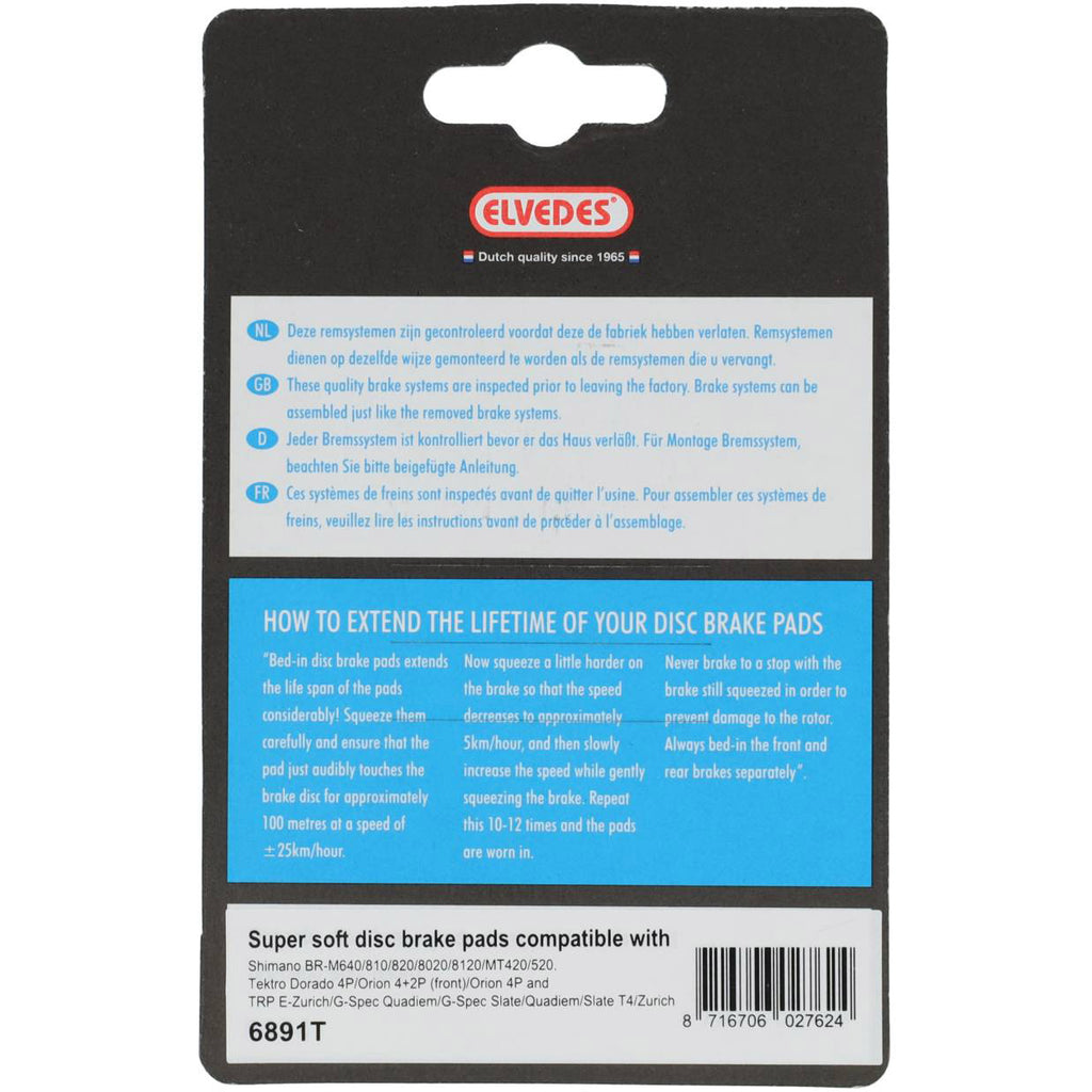 Elvedes Cable Systems- Cable SystemsSchijfremblokset elvedes - organische compound (resin) - 1 paar