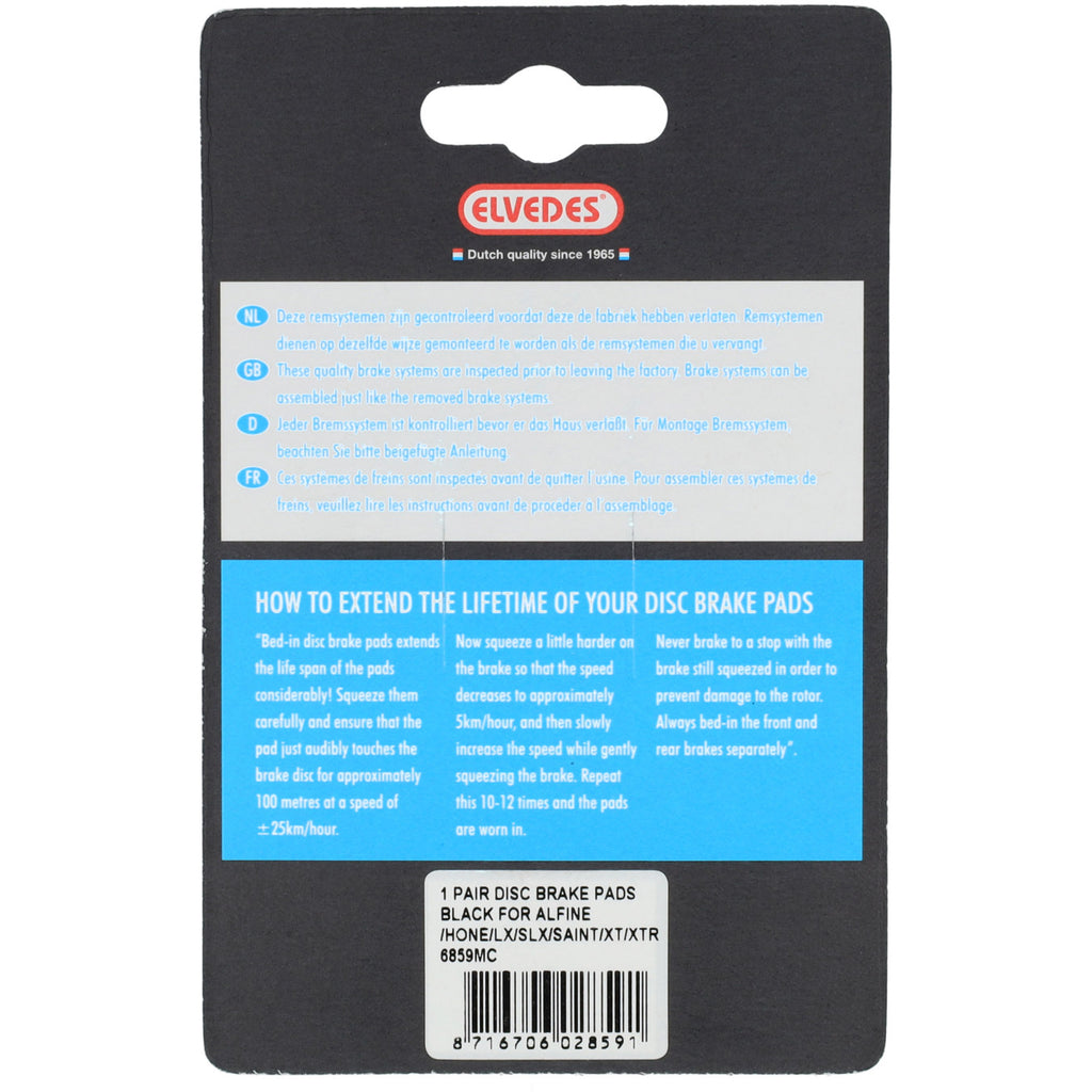 Elvedes - Schijfremblokset - carbon metallic compound (semi metal pads) - 1 paar