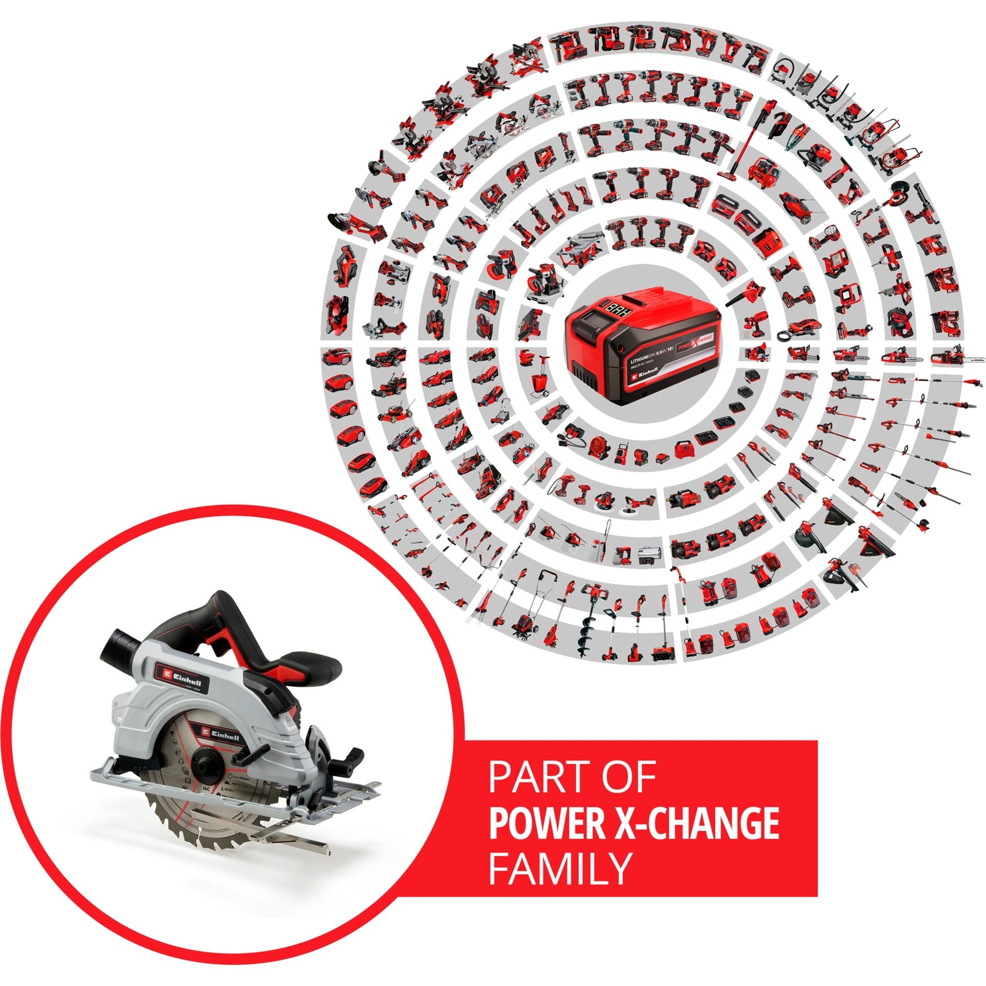 Einhell accu handcirkelzaag te-cs 18 190 li bl - solo (rood zwart, accu en oplader niet inbegrepen)