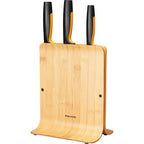Fiskars functional form bamboe messenblok met 3 messen (meerkleurig, japans roestvrij staal | handvat met softgrip)