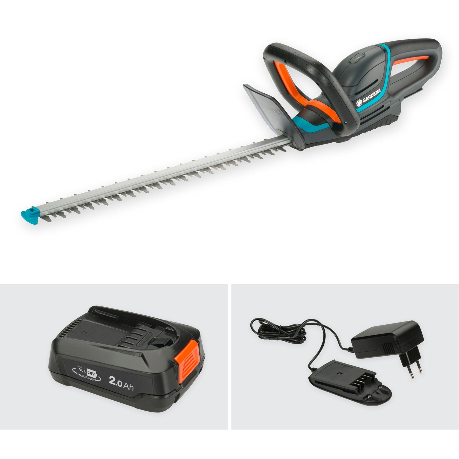Gardena accu heggenschaar comfortcut 50 18v p4a set (grijs turquoise, 14730-20, accu inbegrepen)