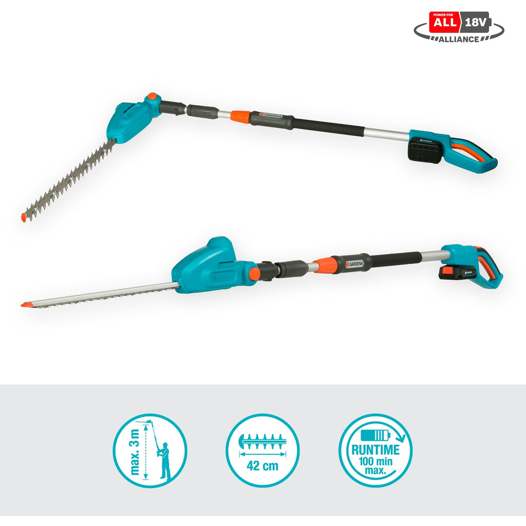 Gardena accu telescopische heggenschaar ths 42 18v p4a set (turquoise grijs, 14732-20, accu inbegrepen)