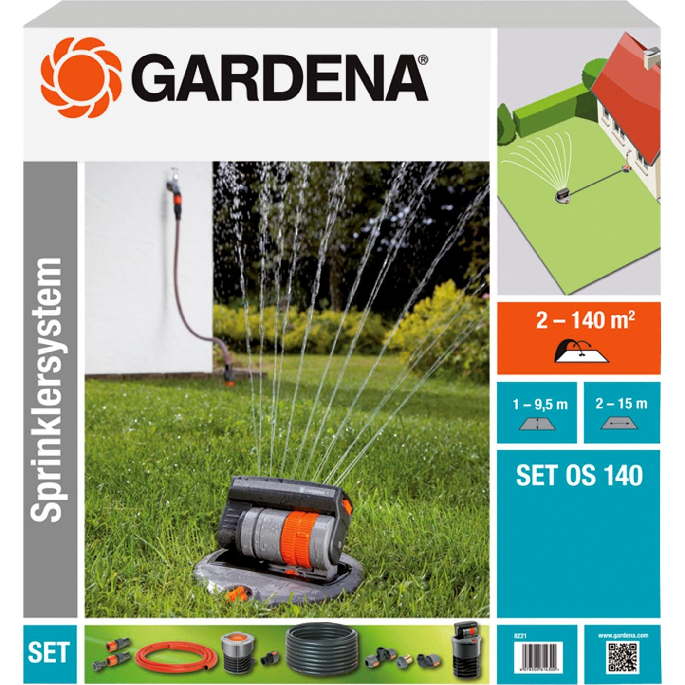 Gardena complete set met verz zwenkspr os 140
