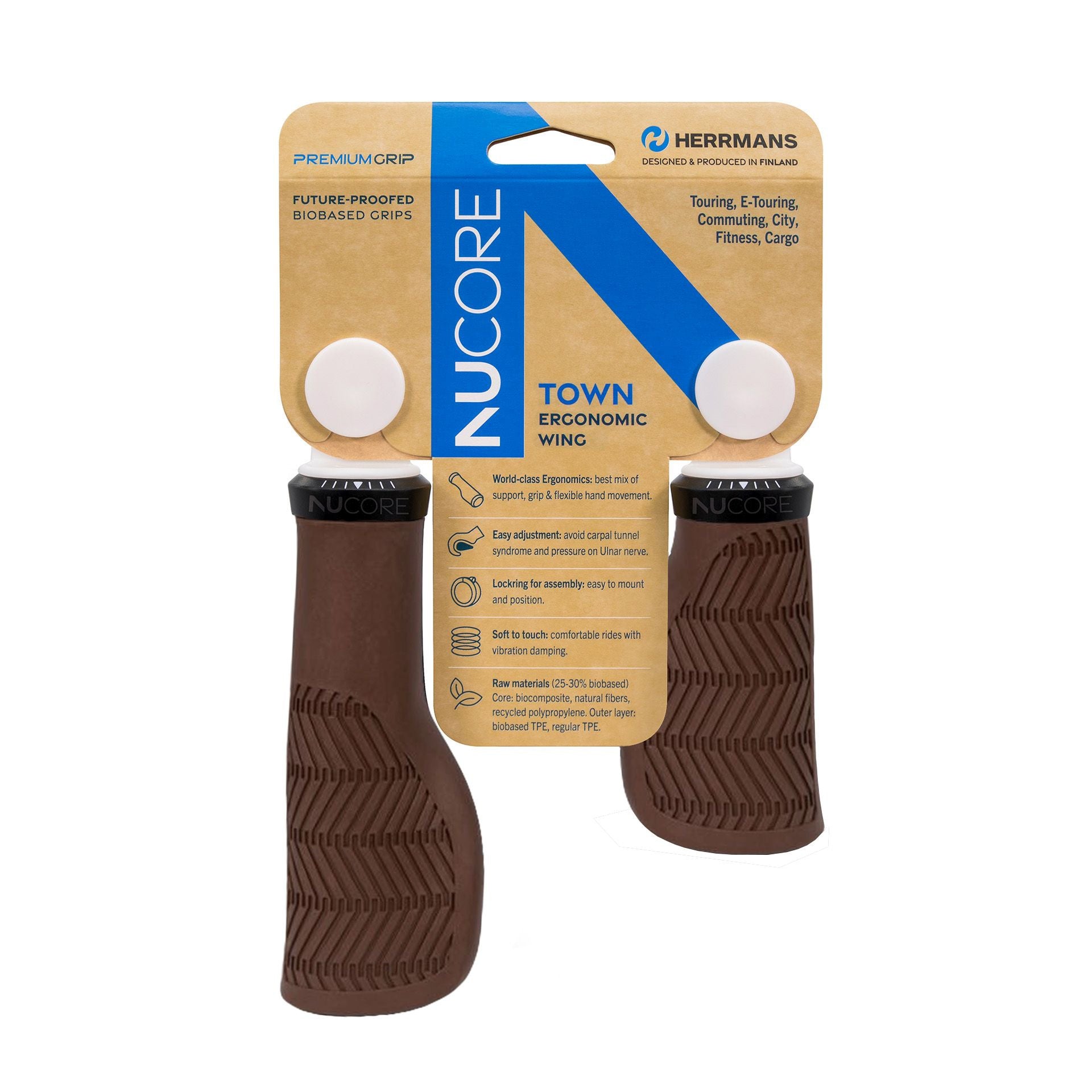 Herrmans handvatset nucore town wave 90 130mm bruin