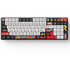 Iqunix f97 graffiti diary wireless mechanical keyboard, gaming toetsenbord (zwart wit, us lay-out, cherry mx brown, rgb leds, 96%, hot-swappable, pbt, 2.4ghz | bluetooth 5.1 | usb-c)