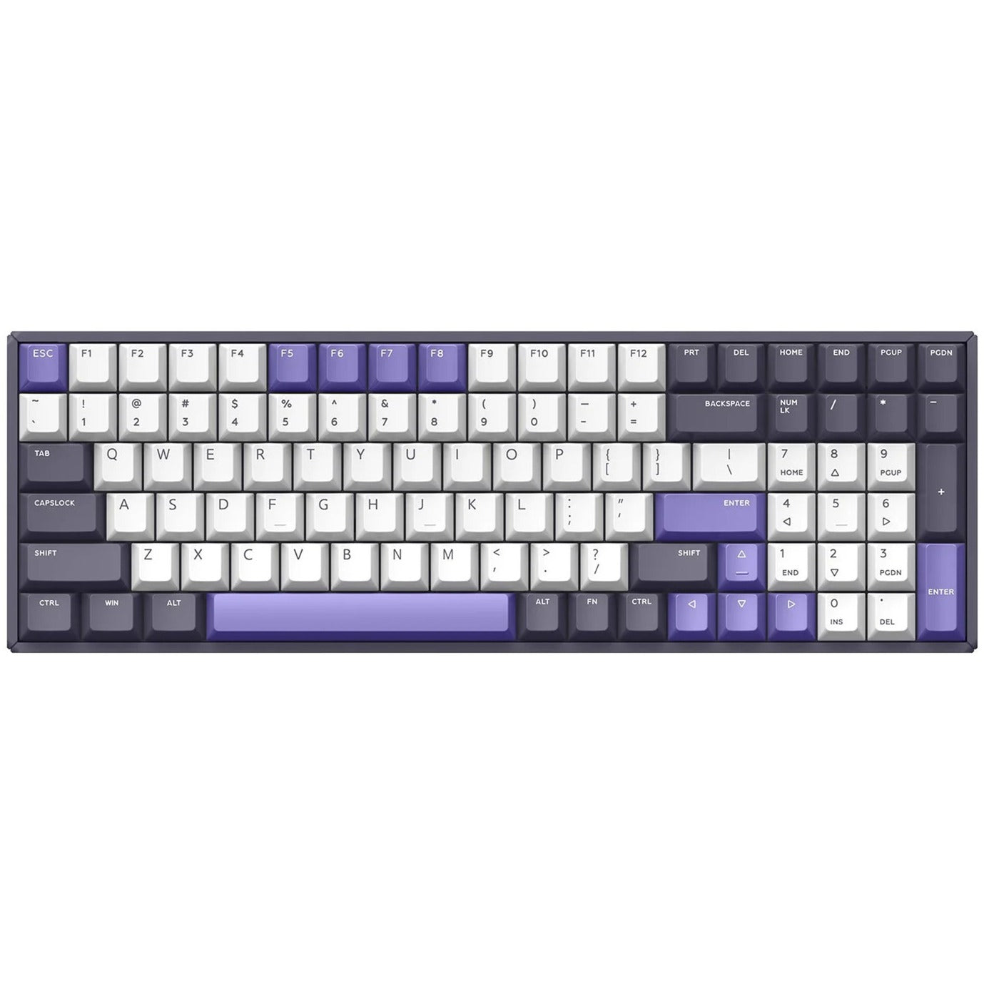 Iqunix f97 lavandin wireless mechanical keyboard, gaming toetsenbord (lavendel, us lay-out, cherry mx brown, rgb leds, 96%, hot-swappable, pbt, 2.4ghz | bluetooth 5.1 | usb-c)