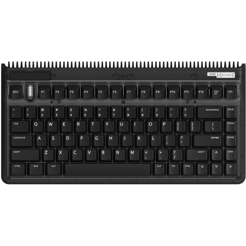 Iqunix og80 dark side wireless mechanical keyboard, gaming toetsenbord (zwart, us lay-out, cherry mx blue, rgb leds, 80% (tkl), hot-swappable, pbt, 2.4ghz | bluetooth 5.1 | usb-c)
