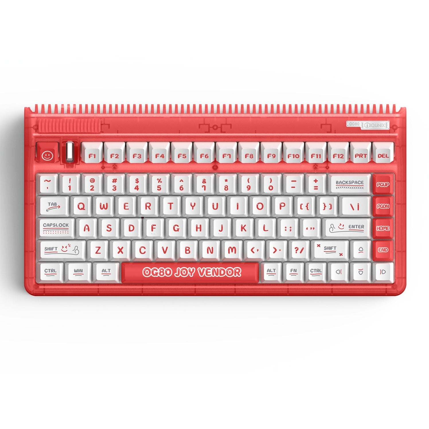Iqunix og80 joy vendor wireless mechanical keyboard, gaming toetsenbord (rood wit, us lay-out, iqunix moonstone, rgb leds, 80% (tkl), hot-swappable, pbt, 2.4ghz | bluetooth 5.1 | usb-c)