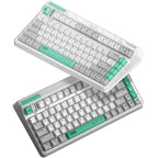 Iqunix og80 wormhole wireless mechanical keyboard, gaming toetsenbord (grijs groen, us lay-out, cherry mx brown, rgb leds, 80% (tkl), hot-swappable, pbt, 2.4ghz | bluetooth 5.1 | usb-c)