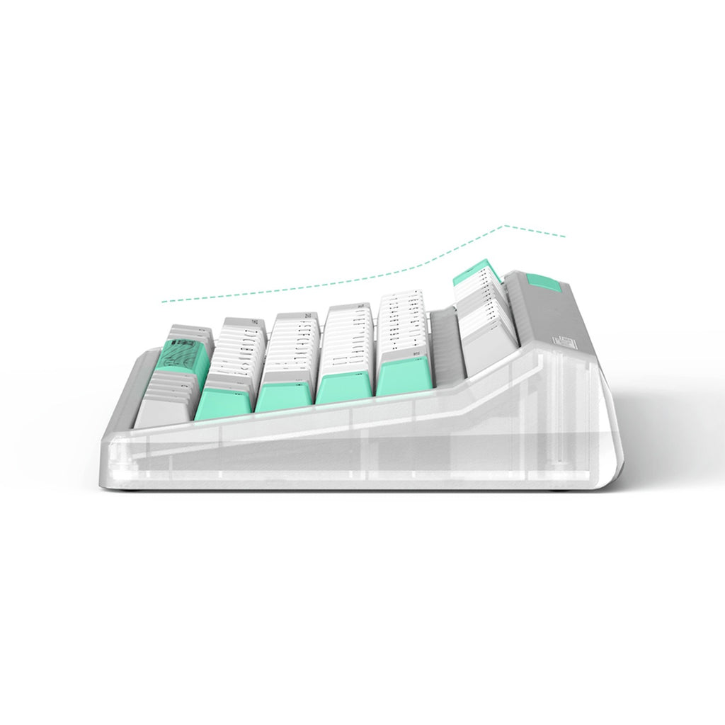 Iqunix og80 wormhole wireless mechanical keyboard, gaming toetsenbord (grijs groen, us lay-out, cherry mx red, rgb leds, 80% (tkl), hot-swappable, pbt, 2.4ghz | bluetooth 5.1 | usb-c)
