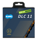 Kmc chain dlc 11 118l box waxed 11-speed black orange