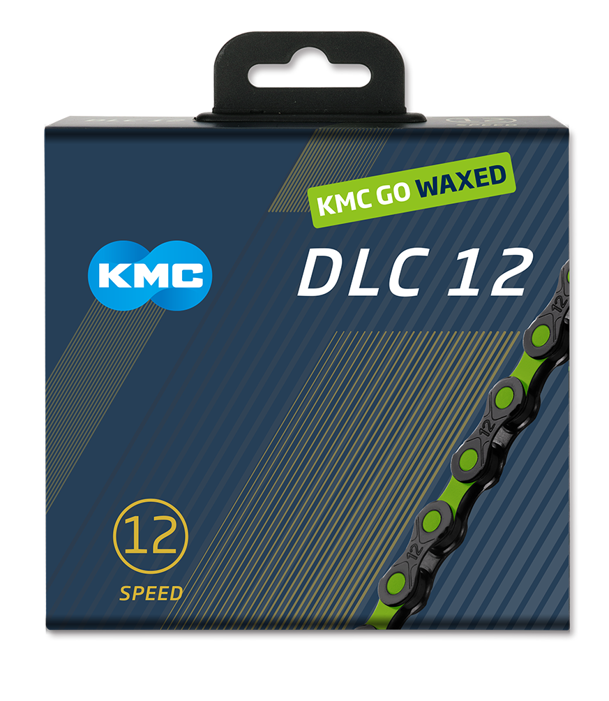KMC - chain dlc12 126l/box waxed 12-speed black/apple green