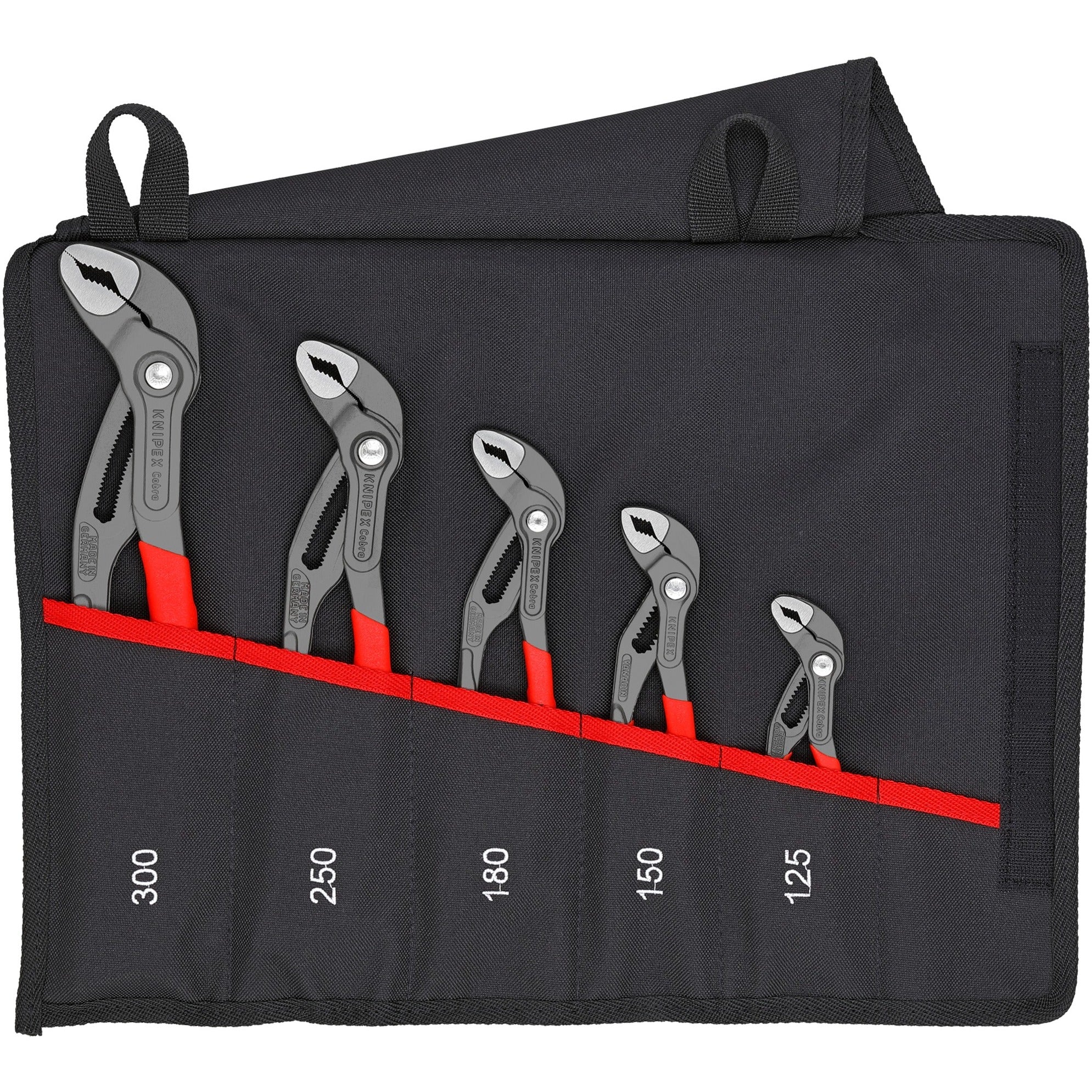 Knipex cobra-set 5-delig 00 19 55 s5 tangenset (rood, gekartelde greepvlakken, geïntegreerde klembeveiliging)