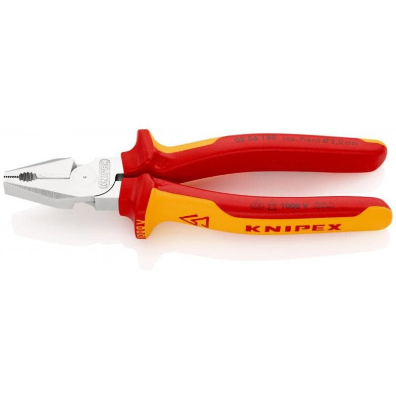 Knipex kracht-kombitang 02 06 180 vde combinatietang (rood geel, lengte 180mm)