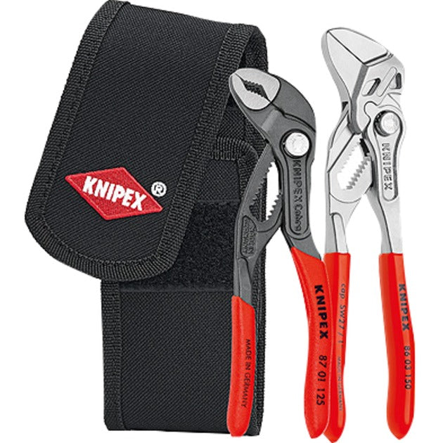 Knipex mini-tangenset in gereedschapsriemtas 002072v (rood zwart, 2-delig)