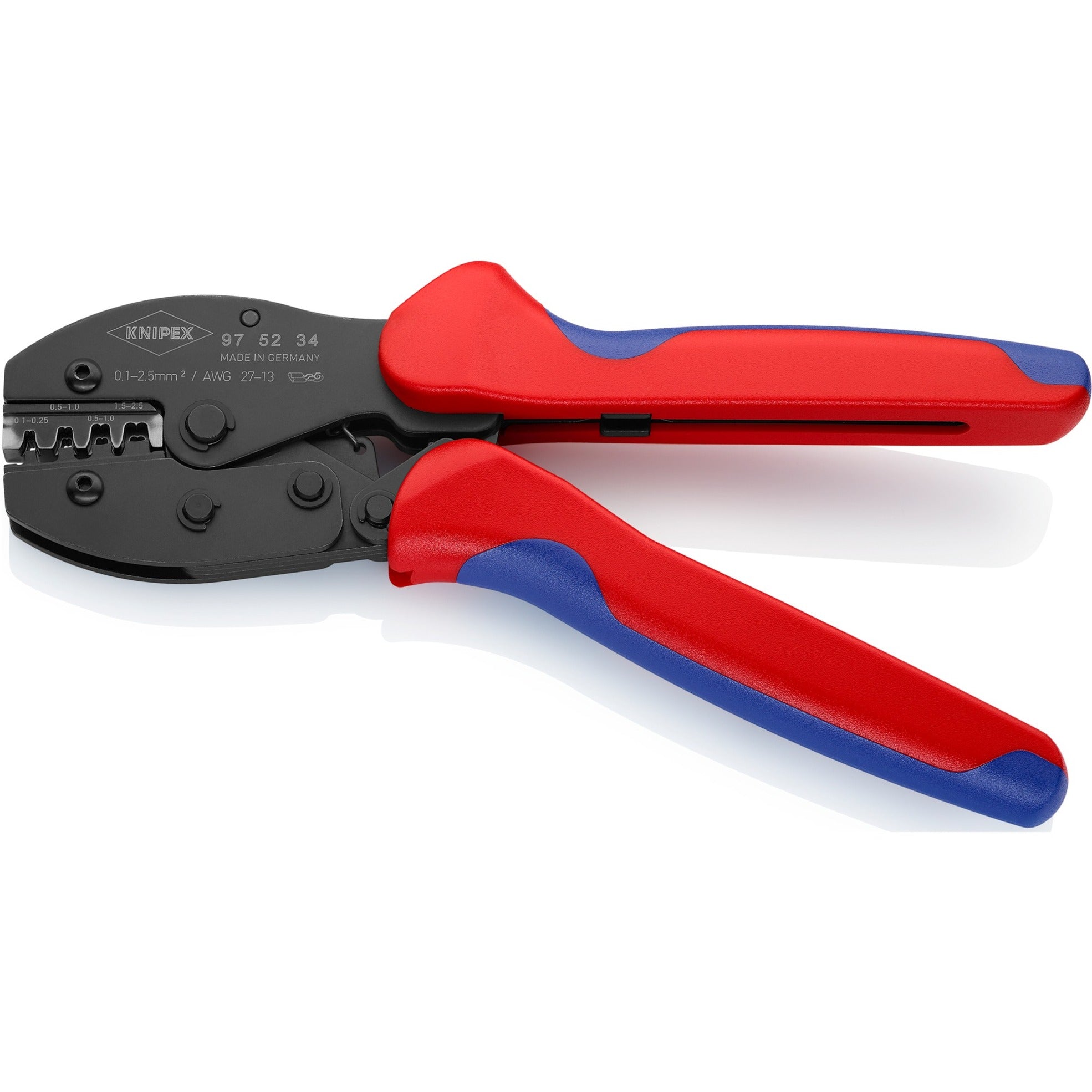 Knipex preciforce 97 52 34 sb krimptang (rood blauw, isolieren, crimpen 0,1 - 2,5mm²)