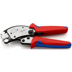 Knipex twistor 16 zelfinstellende krimptang voor adereindhulzen (rood blauw, met draaibare krimpkop)