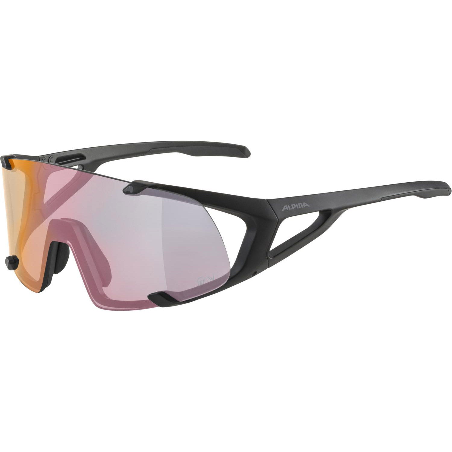 Alpina Lunettes HAWKEYE S QV noir mat/arc-en-ciel miroir.Cat.1-3