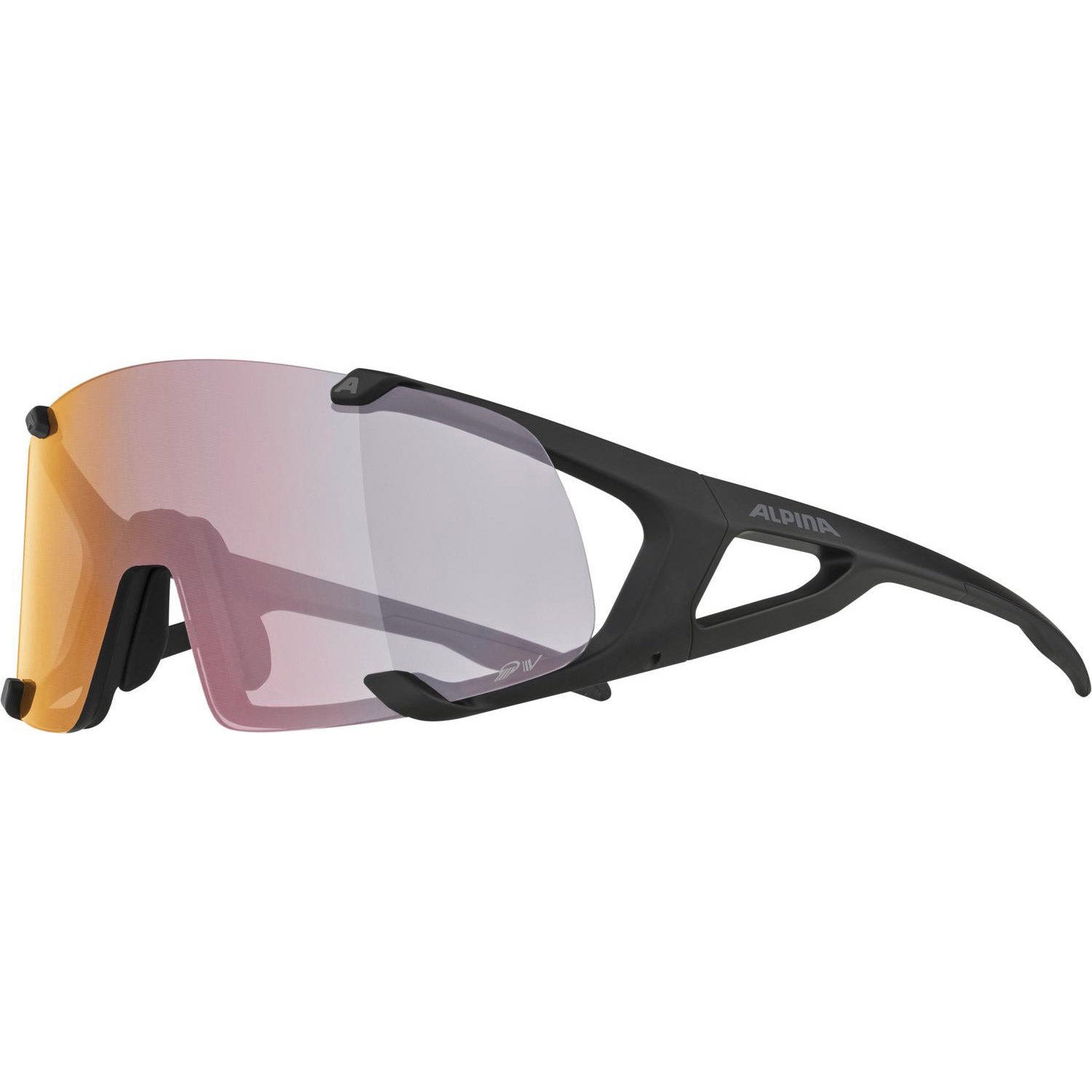 Alpina Lunettes HAWKEYE S QV noir mat/arc-en-ciel miroir.Cat.1-3