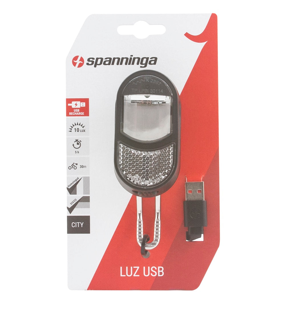 Spanninga - koplamp luz xb usb met lamphaak zwart