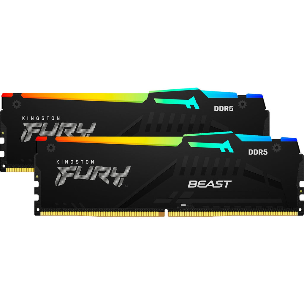 Kingston fury 16 gb ddr5-5600 kit werkgeheugen (zwart, kf556c40bbak2-16, beast rgb, xmp)