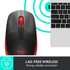 Logitech m190 full-size wireless mouse (rood, 1000 dpi)