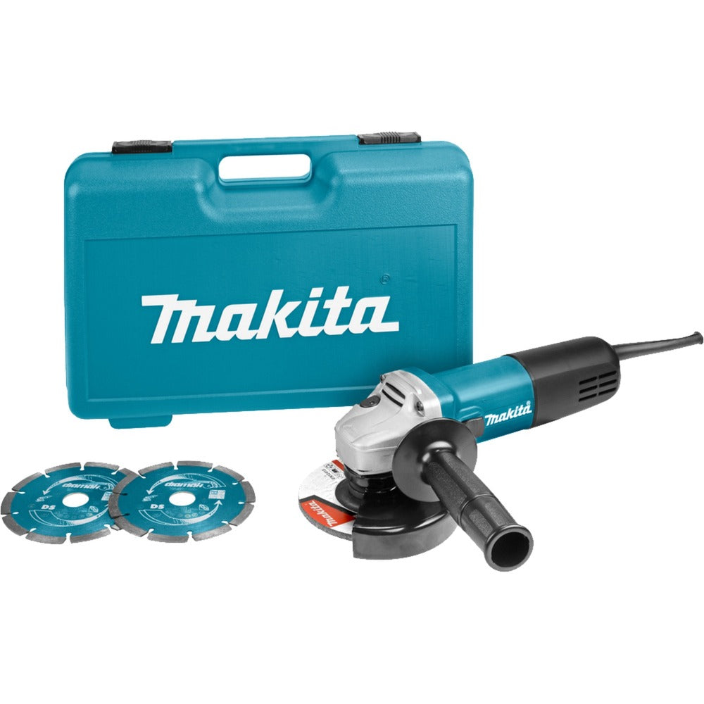 Makita 9558hnrgk2 haakse slijper | 125mm 840w | + 2 diamantschijven - 9558hnrgk2