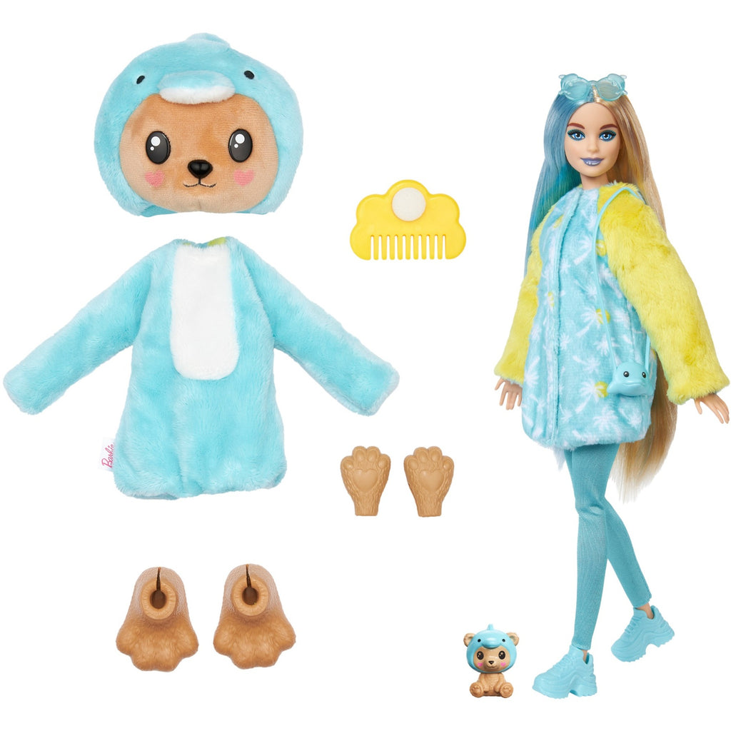 Barbie cutie reveal doll licht blauw geel