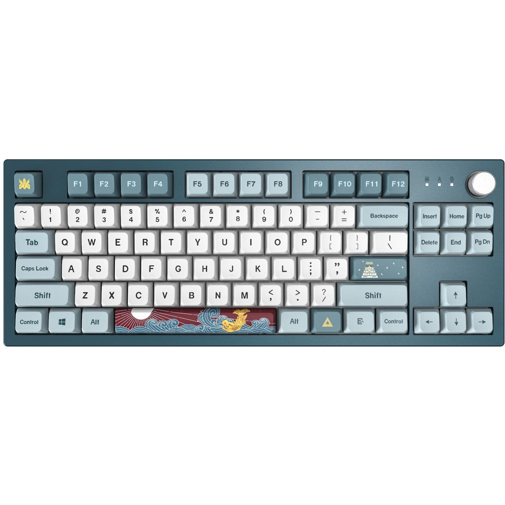 Montech mkey freedom tkl, toetsenbord (donkerblauw wit, us lay-out, gateron g pro brown, tkl, hot-swappable, rgb, pbt)
