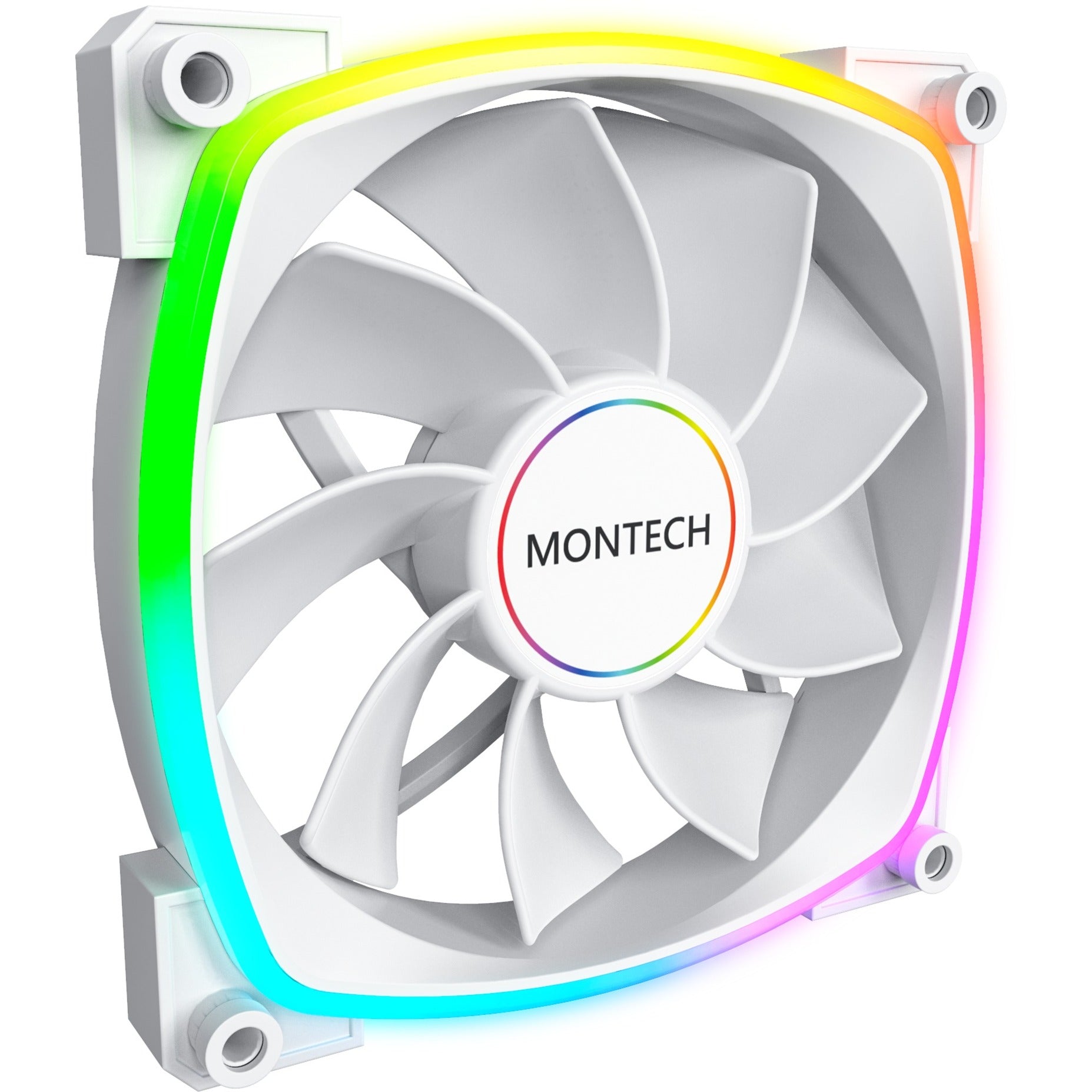 Montech rx140 pwm rgb case fan (wit, 140 x 25 x 140 mm, 3-pin argb)