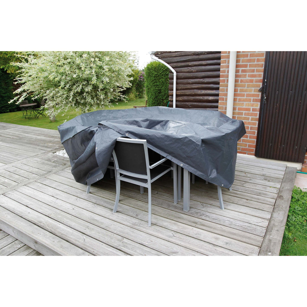 Nature tuinmeubelafdekhoes voor rechthoekige tafel en stoelen afdekking (grijs)