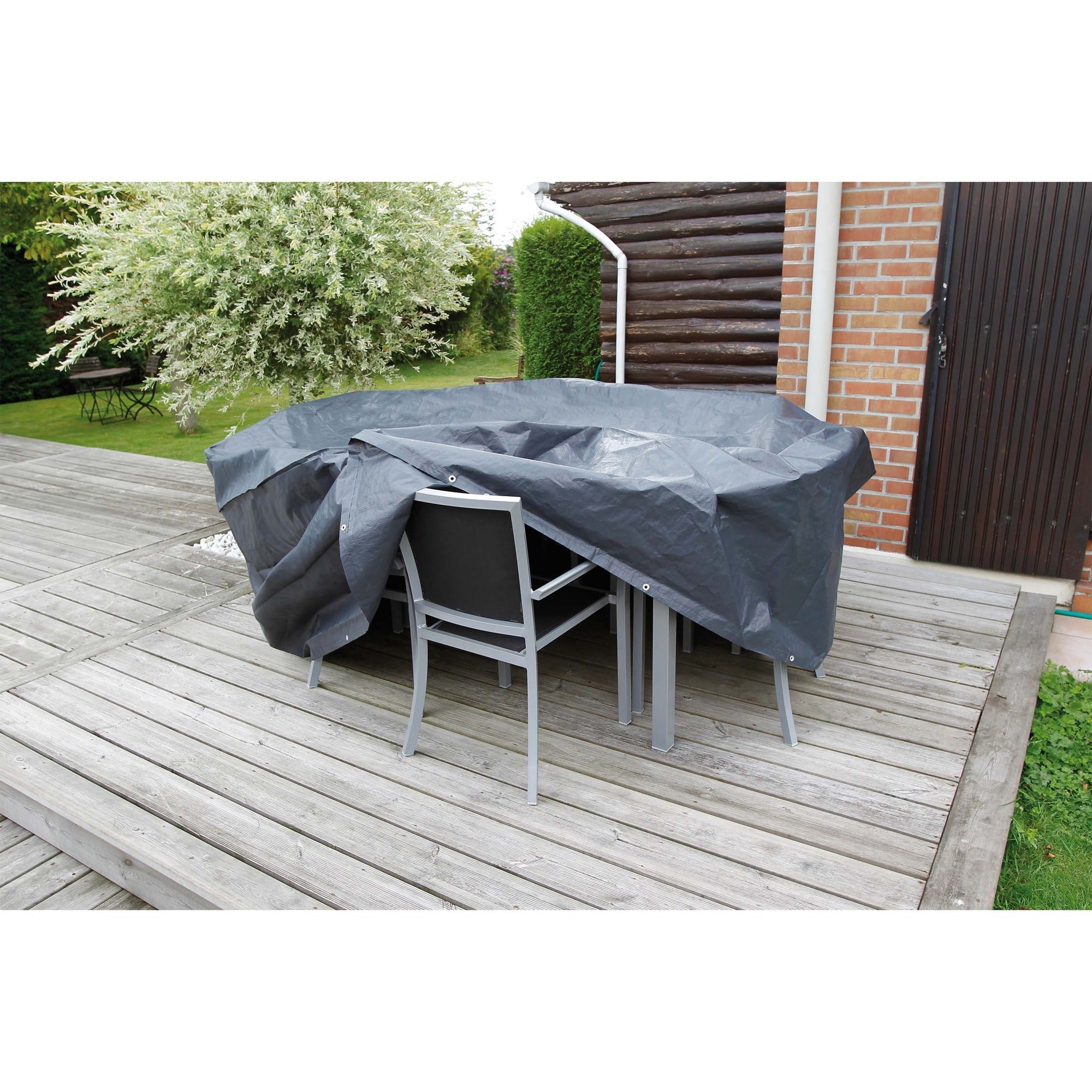Nature tuinmeubelafdekhoes voor ronde tafel en stoelen afdekking (grijs, 6030601)