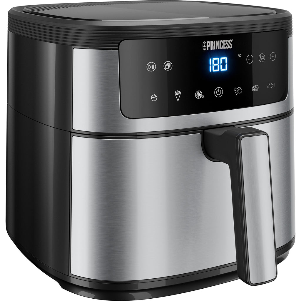 Princess digitale airfyer 6l heteluchtfriteuse (zwart zilver, 6 liter)