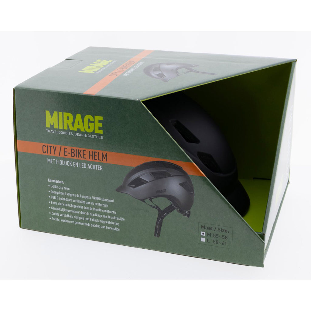 Mirage - urban helm e-bike led 55-58cm mat zwart