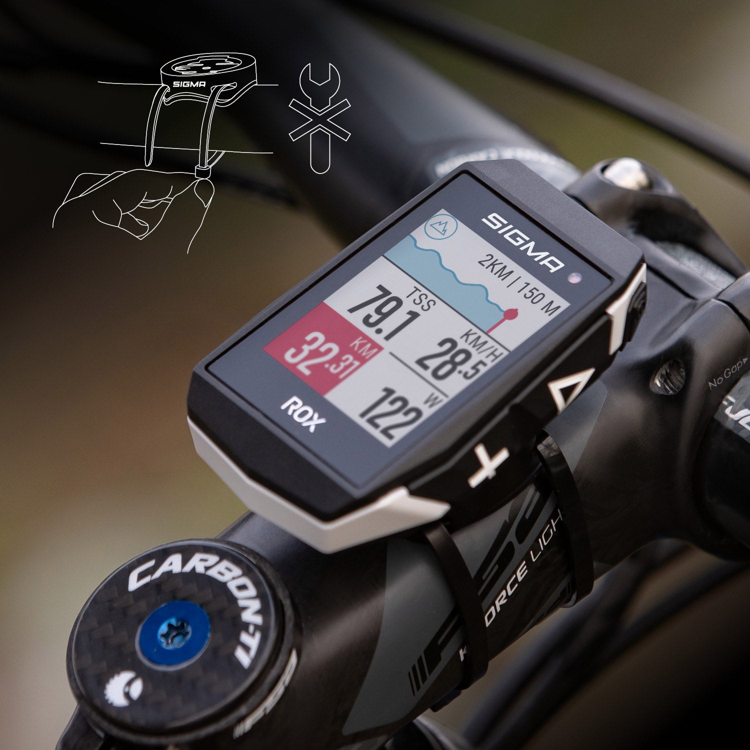 Sigma rox 11.1 evo gps zw wit standaard stuurhouder + usb-c laadkabel