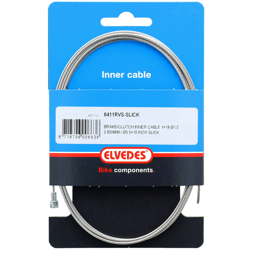 Elvedes Cable Systems- Cable Systems rem binnenkabel 2000mm rvs slick �15mm v-nippel