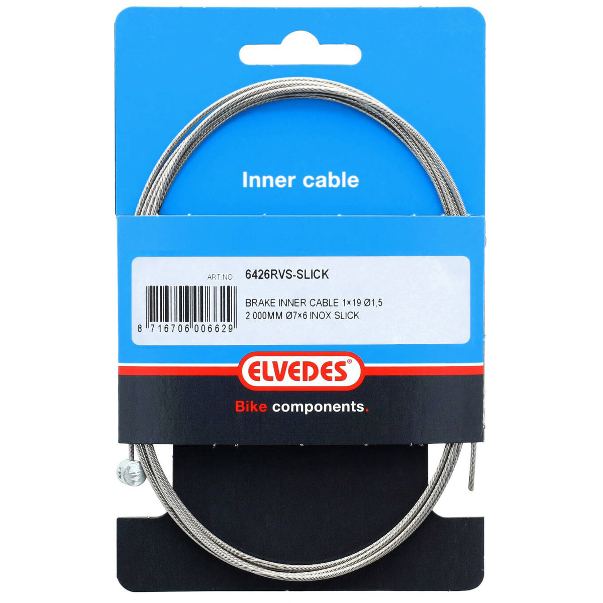 Elvedes cable systems bv elvedes rem binnenkabel 2000mm rvs slick �1,5mm t-nippel